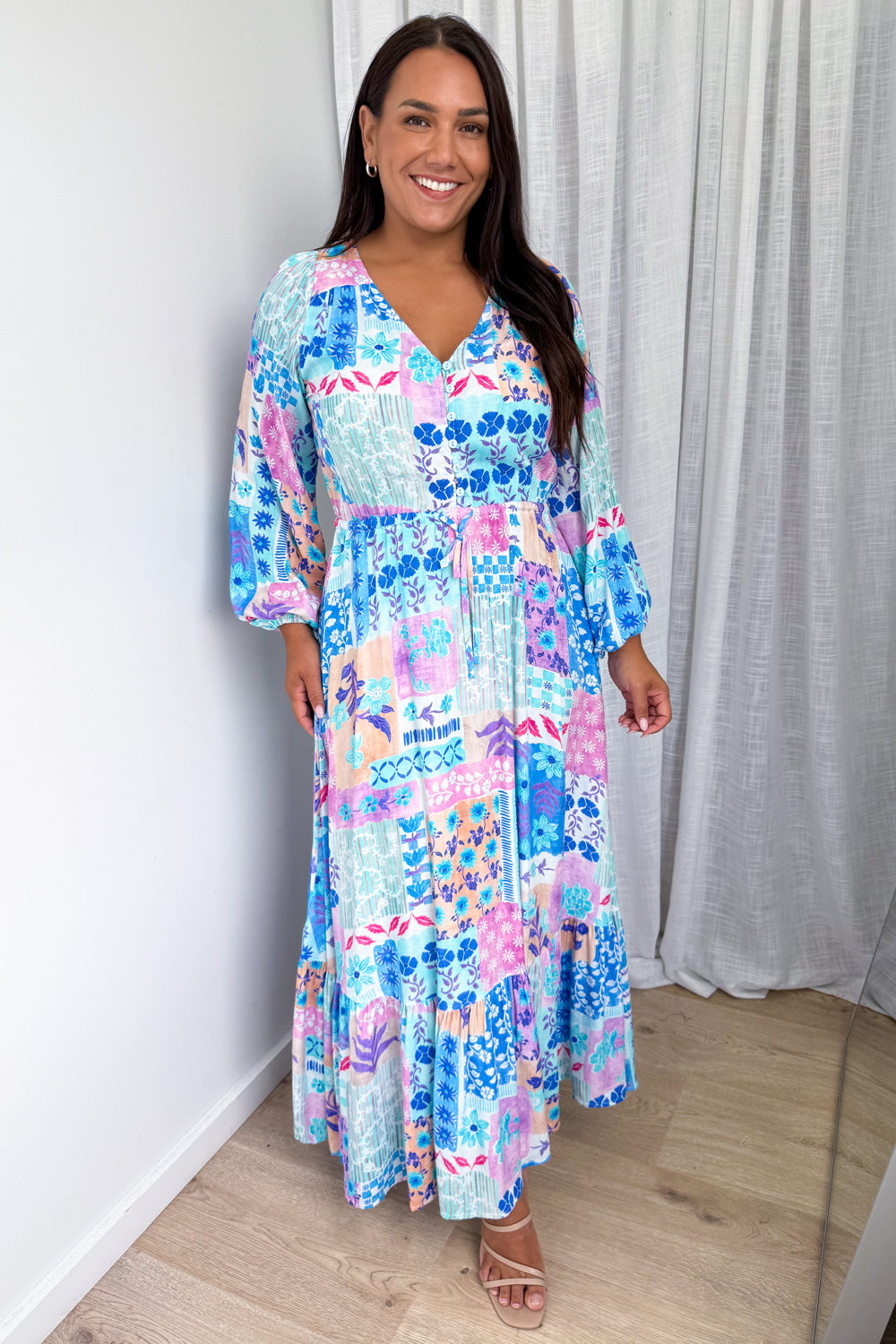 Heather Dress - Blue Patchwork