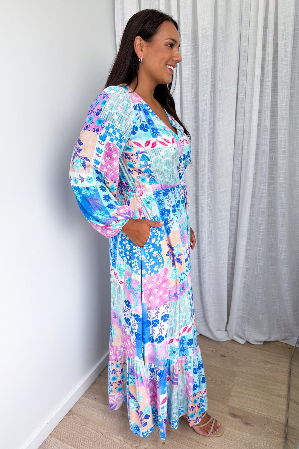 Heather Dress - Blue Patchwork