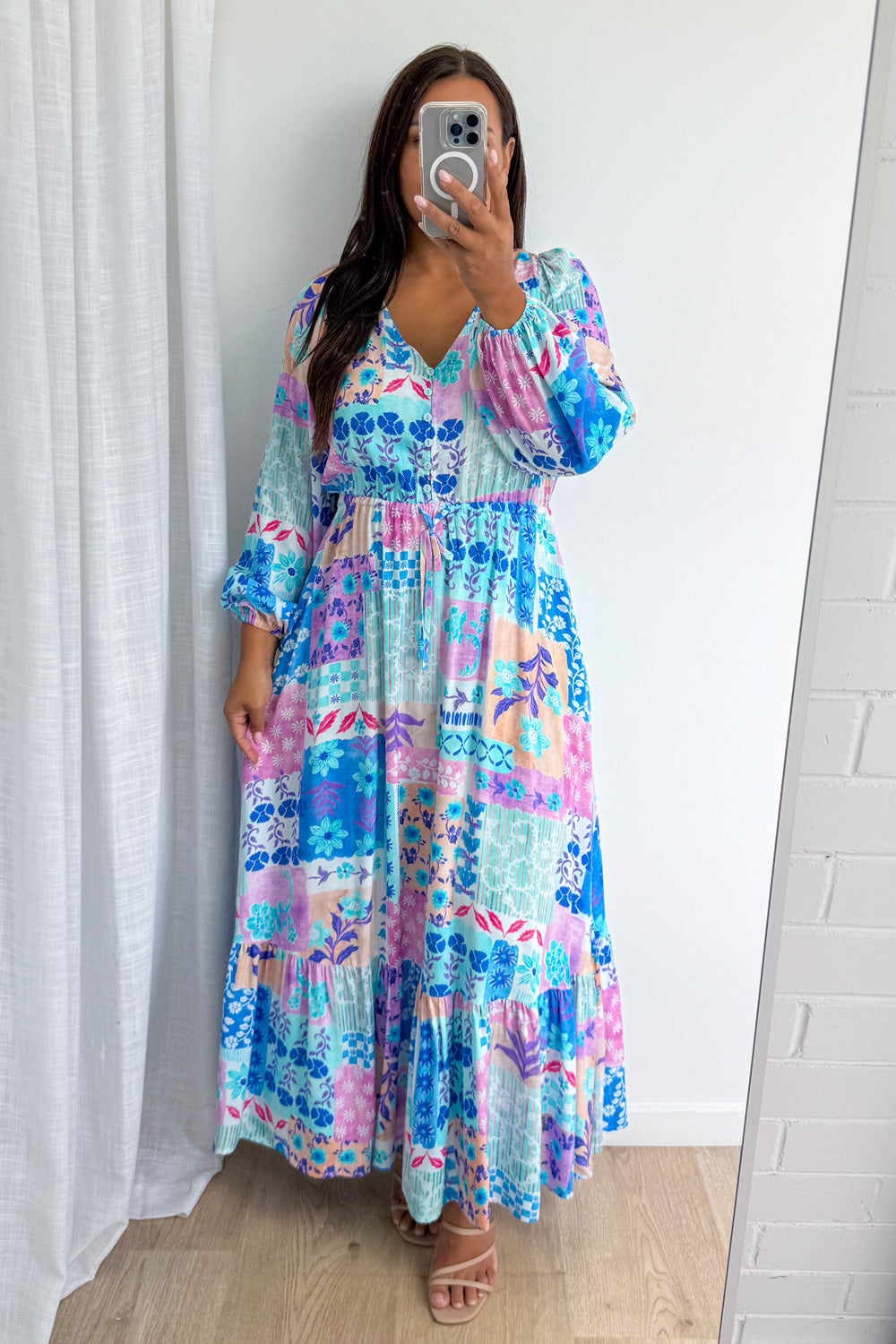 Heather Dress - Blue Patchwork
