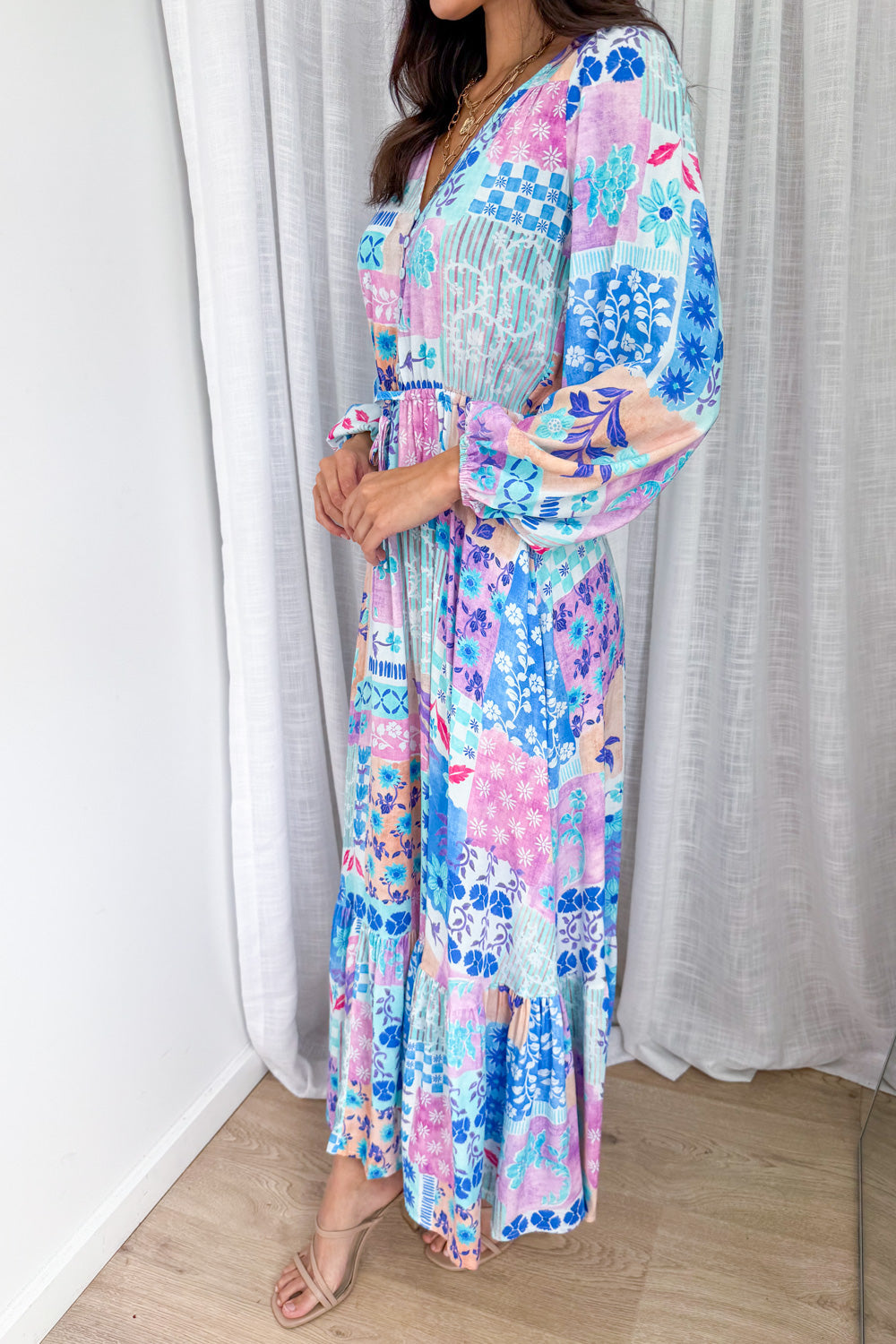 Heather Dress - Blue Patchwork