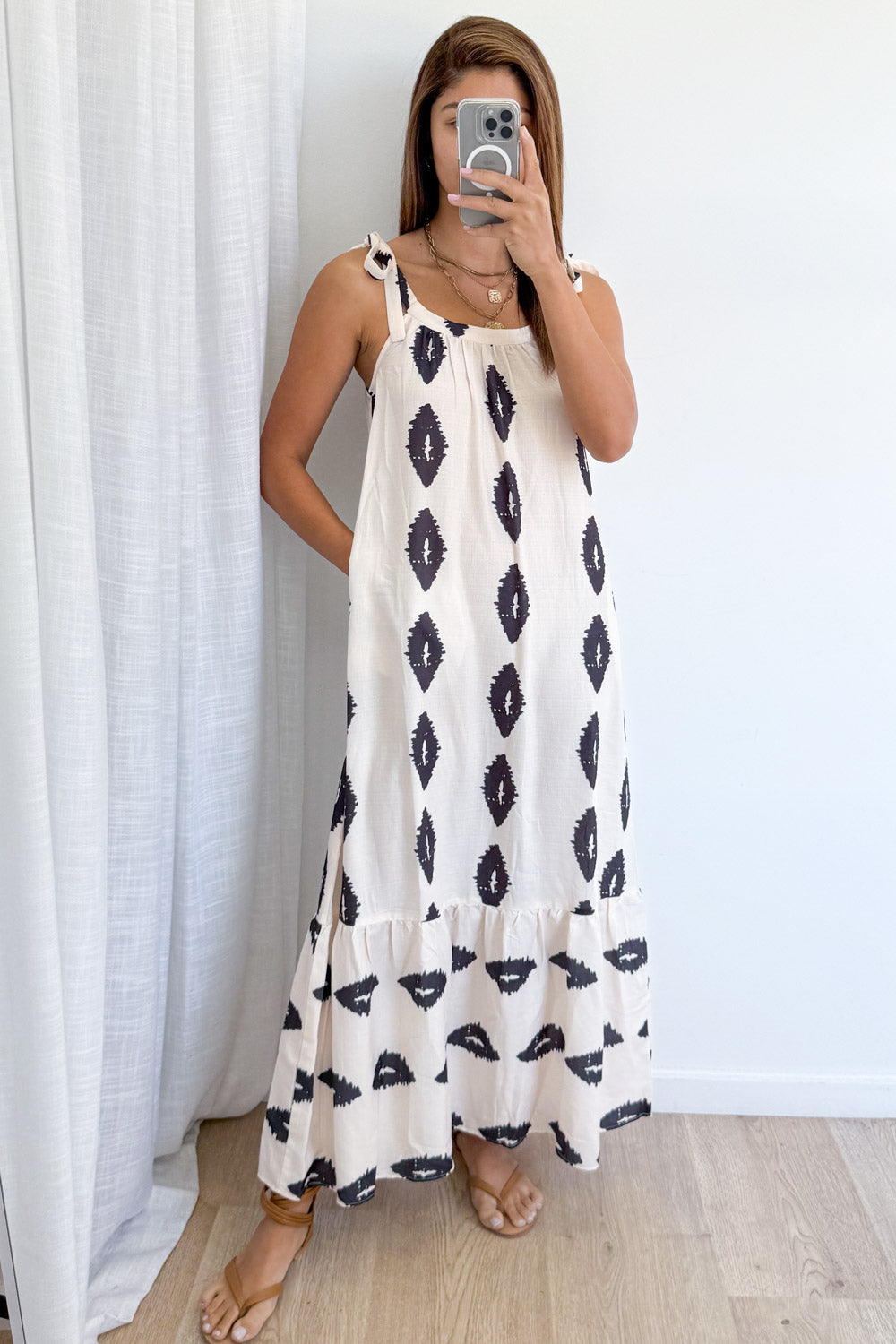 Luna Moon Dress - Cream Black Geo
