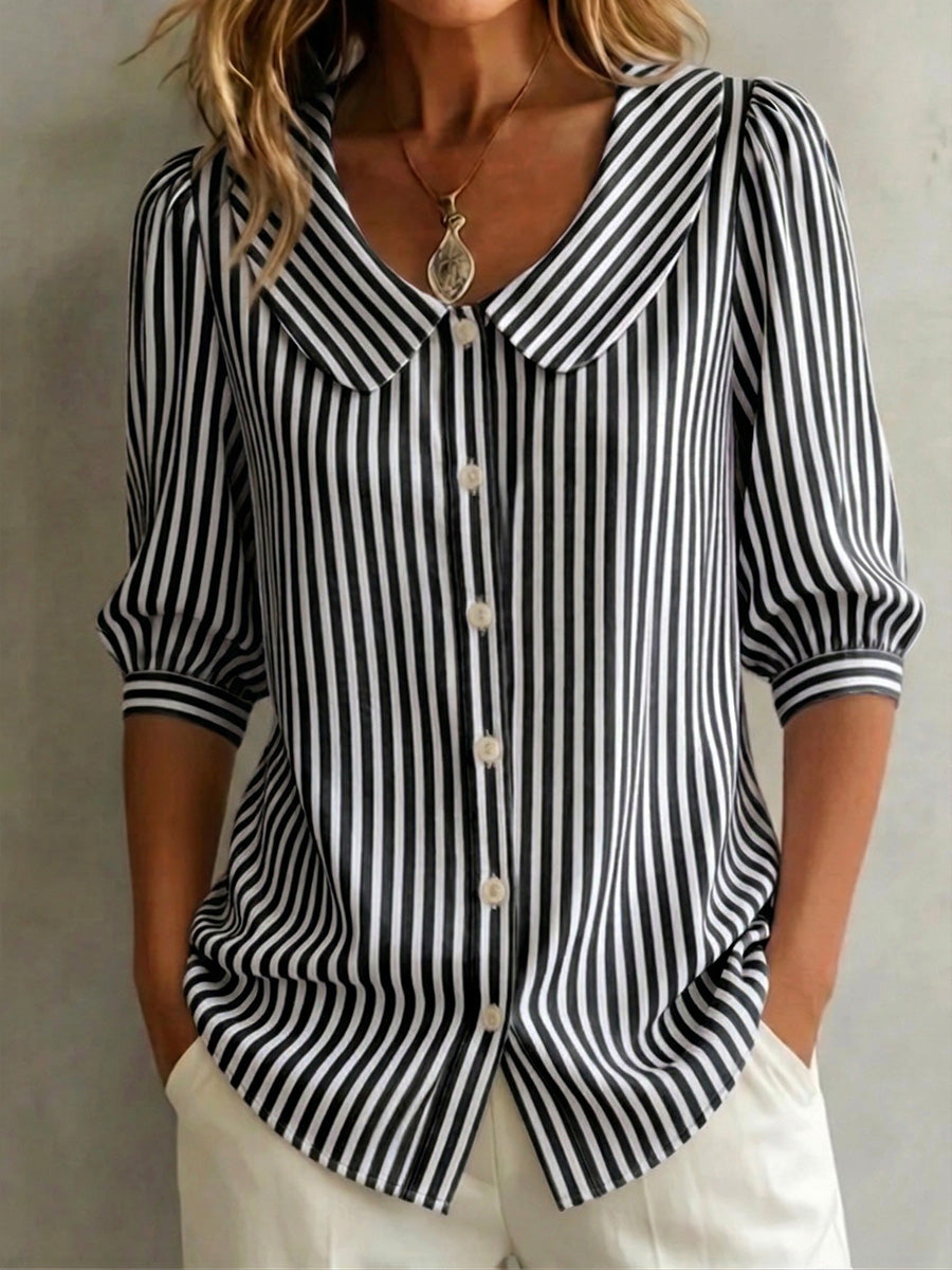 Retro Striped Peter Pan Shirt