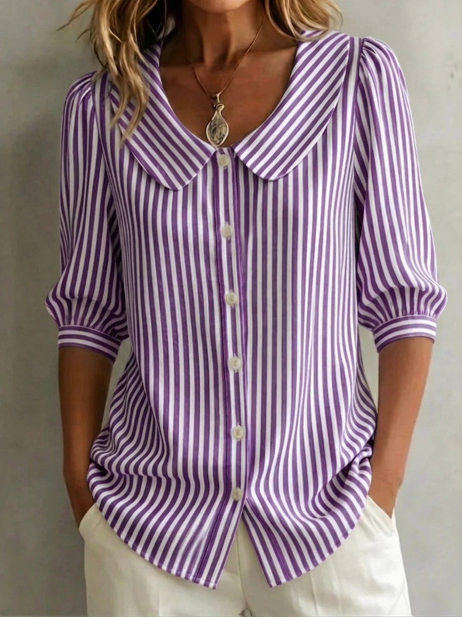 Retro Striped Peter Pan Shirt