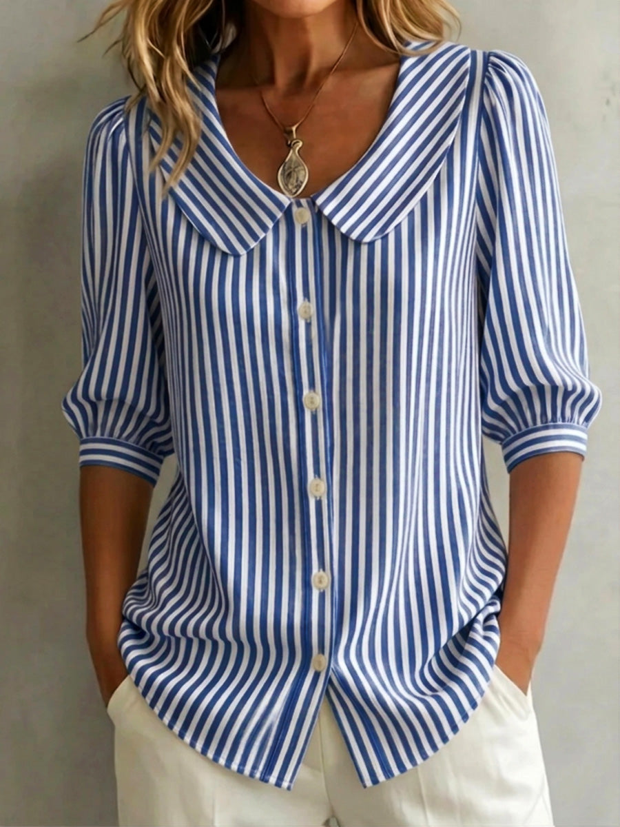 Retro Striped Peter Pan Shirt