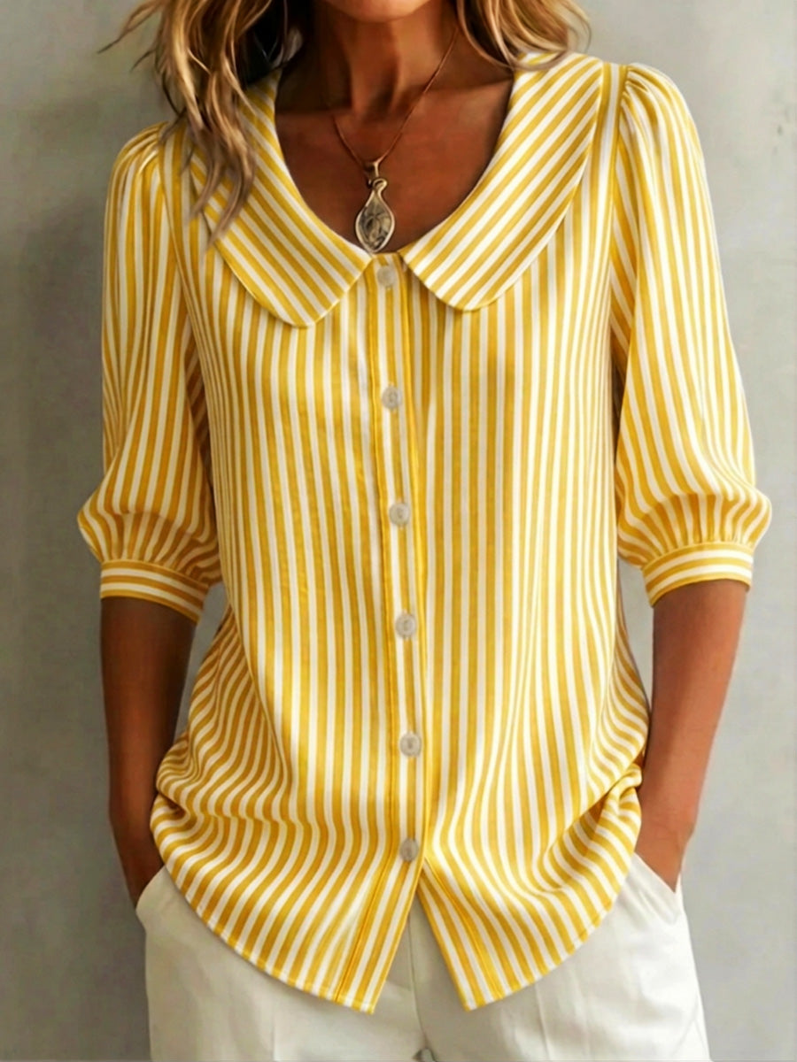Retro Striped Peter Pan Shirt