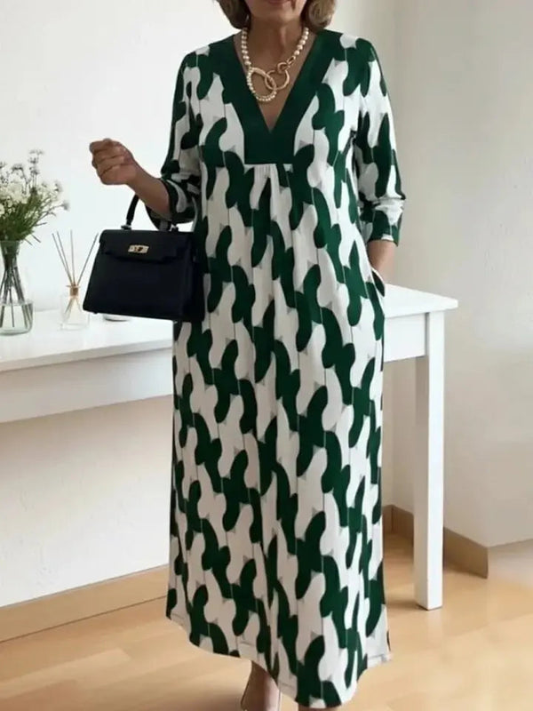 Modern Art Block V-Neck Dress