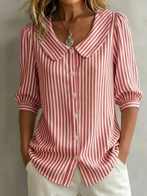 Retro Striped Peter Pan Shirt
